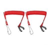 FUBESK 2pcs Boat Engine Safety Stop Switch Lanyard, 48 Inch PU Ignition Cord for Outboard Motor for KAYAK Inflatable Boat, Red Key