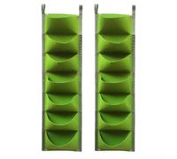 FUBESK 2Pcs Vertical Planters 7 Pockets Felt Growing Bag Wall Mount for Indoor Outdoor Gardening Balcony Fence Decor(green)