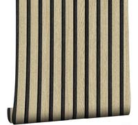 FUBESK 2Pcs Woodgrain Paper Wallsticker, Wood Panel Effect Self-Stick Wallsticker, Realistic 3D Wood Panel Effect Wallsticker (0.45x5m)(B)