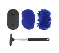 FUBESK 3 in 1 Windshield Cleaner Tool with Extendable Pole, Washable Microfiber Pad and Squeegee for Car, Truck, RV and Boat Interior & Exterior Cleaning, Blue