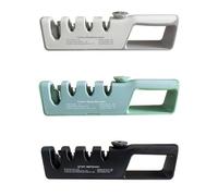 FUBESK 4 Slot Kitchen Knife Sharpener with Adjustable Angle, Coarse and Fine Diamond Blades, Non-Slip Base for Green/Red/Black/White