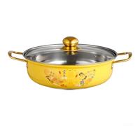 FUBESK 400 Series Stainless Steel Style Hot Pot with Fish for Scale Non- Bottom and Visual Glass Lid, for Large Capacity for Dual Handle Design Family and Friends Gatherings, for Red