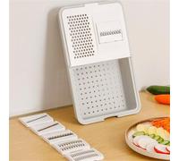 FUBESK 6-in-1 Multifunctional Veggie Prep Station Chopper Cutting Board with Container for Vegetables, PP+Silicone+Stainless Steel, 34.9x22.2x5.3cm