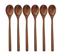 FUBESK 6 Piece Long Wooden Spoon Korean Style 9 '' Inch Natural Wood Soup for Eating Mixing Stirring Cooking with Box