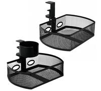 FUBESK Aluminum Under Desk Storage Organizer with 95mm Cup Holder,