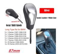 FUBESK Automatic Gear Shift Knob for BMW E36 E46 E39 E38 E60 E61 E53 X5 X3 Z3, Black and Silver, ABS and Leather