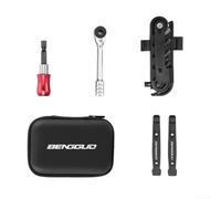 FUBESK Bicycle Repair Kit, Includes 2 Tire Bars, 1 Ratchet Wrench, 1 Extension Bar, 10 Batch Heads, 1 Storage Bag, For Mountain Bike Road Bike Repairs