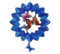 FUBESK Butterfly Wind Spinners Outdoor - 25cm 3D Wind Spinner - Hanging Metal Wind Catcher - Beautiful 3D Butterfly Wind Spinners - Metal Wind Catcher for Garden Decor (B)