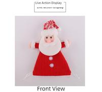 FUBESK Christmas Knitted Candy Bag with Santa Plush Design for Kids, Festive Cloth Fruit Sack and Sweet Pouch for Holiday Party Decoration and Present Givings at Seasonal Events (001#)