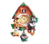 FUBESK Cuckoo Clock Traditional Chalet Clock Handcrafted Clock Wall Decor, cuckoo clock with bird and Bears for Bedroom Living Room School Office(Yellow)