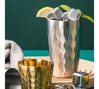 FUBESK Double Wall Insulated Coffee Cup 304 Stainless Steel for Hot and Cold Drinks, Wine Beer Tea, 175-550ml, Silver Gold