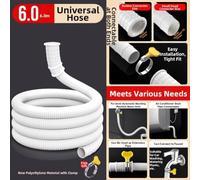 FUBESK Flexible Washing Machine Drain Hose 65mm Diameter - Leak-Proof Plastic Water Pipe Washing Machines and AC Units - Easy Install with Clamp, Cut to Length
