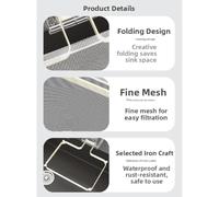 FUBESK Foldable Sink Drain Strainer with Strong Suction for Effective Waste Separation, Metal Filter for Kitchen Use, 100 Meshes Included