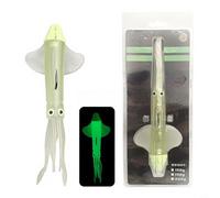 FUBESK for Large Squid Head for Soft Bait 23cm 200g Glow in Dark Saltwater Lure 3D Simulation Eyes High Carbon Steel Hook Tuna Marlin Fishing(200g night light)