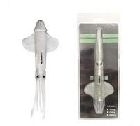 FUBESK for Large Squid Head for Soft Bait 23cm 200g Glow in Dark Saltwater Lure 3D Simulation Eyes High Carbon Steel Hook Tuna Marlin Fishing(150g Sparkling silver)