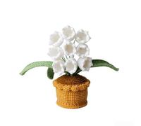 FUBESK Handmade Crochet for lily of the Valley Plant Pot 7.5cm Handmade | Intricate hand-hooked loops, lifelike bloom charm, soft yarn texture, 7.5x7.5x20cm size, blue pink white yellow