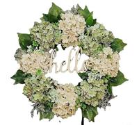 FUBESK Hydrangea Wreath, 40cm/18in Artificial, White, For Door/Wall Decoration, Occasion: Social Gatherings, Celebrations