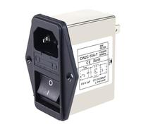 FUBESK IEC Power Filter with Fuse and Rocker Switch for EMI Filtering, 220V, 3A/6A/10A, Metal Enclosure, Black