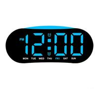 FUBESK Modern LED Digital Alarm Clock with Day Date Display, for Dual Alarm Function and Adjustable Backlight, Minimalist Bedside Table Clock Bedroom Office Desk, Pink(blue)
