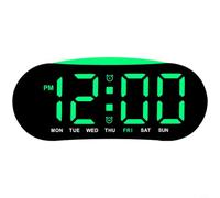 FUBESK Modern LED Digital Alarm Clock with Day Date Display, for Dual Alarm Function and Adjustable Backlight, Minimalist Bedside Table Clock Bedroom Office Desk, Pink(green)