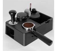 FUBESK Multifunctional Espresso Knock Box for Coffee Tamping Station with Detachable Organizer, Adjustable Height, 51/54/58mm Portafilter Compatibility, Non-Slip Base, Black