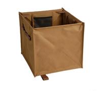 FUBESK Outdoor Collapsible Storage Basket for Camping Gear, Wear-Resistant 600D Oxford Trash Bin with Hanging Hook and Stakes, Foldable Rope Organizer for Hiking, Green(khaki)