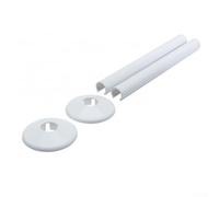 FUBESK Radiator Pipe Covers, 2pcs Chrome Radiator Pipe Cover, Radiator Pipe Sleeve Covers and Pipe Collars, Pipe Central Heating Clip On Covers, 15mm X 200mm Collars Cut Fit Bathroom Chrome(White)
