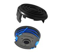 FUBESK Replacement Trimmer Spool and Cover Set, Nylon Dual-Line 1.65 mm | 27 ft Round, for Bauer 20115E-B String Trimmer 5.5 A, 4-Piece, Black/Blue