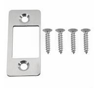 FUBESK Round Corner DeadBolt Strike Plates Large Hole Narrow Edge Frame Striker Deadbolt Restorer Spacer Smooth Operation Deadbolt Restorer Strike Plate (1PCS-Silver&Screws)