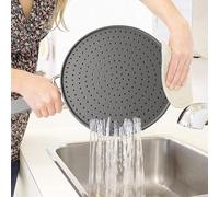 FUBESK Silicone Splatter Guard for Frying Pan 28cm with Handle, Heat Resistant Splash Screen for Grease, Compatible with Pots and Pans, Dishwasher Safe, Grey