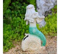 FUBESK Solar Mermaid Statue Garden Decor, Color Changing Resin Outdoor Light for Yard Lawn Patio
