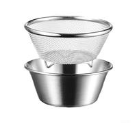FUBESK Stainless Steel Drain Bowls - Mesh Basket Strainer Bowl Fruit Rice Sieve Colander for Kitchen Drain Rice Fruit Vegetable Washing