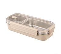 FUBESK Stainless Steel Lunch Box 27cm 2 Compartments White | Two separate sections, keeps flavors distinct, 304 steel body, leak-resistant seal, school office use
