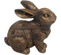 FUBESK Vintage Copper Resin for Rabbit Statue Handmade Easter Spring Decoration Home Table Shelf Mantel Display Retro Bronze Finish Figurine Brown Colour Size 6x6x11.5cm(Style B)