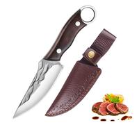 Fubinaty Chef Knife 4.5 Inch Japanese Small Kitchen Knives Handmade Forged Full Tang High Carbon Steel Cooking Knife with Wooden Handle and Protective Sheath for Home Grill