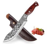 Fubinaty Chef’s Knife 7 Inch Japanese Handmade Forged Kitchen Knives Full Tang High Carbon Steel Cooking Knife Wooden Handle Meat and Vegetables Knife with Sheath for Home and Grill