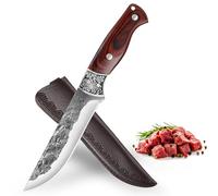 Fubinaty Chef's Knife 6 Inch Japanese Handmade Forged Slicing Knife High Carbon Steel Cooking Knife Full Tang Kitchen Knives with Wooden Handle and Sheath for Home, Grill