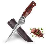 Fubinaty Chefs Knife 6 Inch Professional Boning Knife Handmade Forged High Carbon Steel Japanese Kitchen Knives Full Tang Cooking Knife with Wooden Handle and Sheath