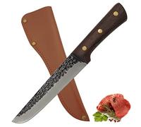 Fubinaty Japanese Chefs Knife 7 Inch Handmade Forged Kitchen Knives High Carbon Steel Full Tang Cooking Knife with Sheath and Ergonomic Wood Handle for Home, Restaurant, BBQ