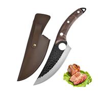 Fubinaty Japanese Chef's Knife Handmade Forged Full Tang Kitchen Knives 6'' High Carbon Steel Cooking Knife with Leather Sheath and Ergonomic Rosewood Handle