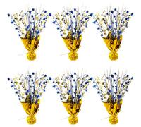 FUBININA 6 Pack 2025 Graduation Table Centerpiece Party Decoration Metallic Foil Spray Centerpiece Glitter Decor Star Tabletop for Graduation New Year Birthday Holiday Party Favor (Blue Gold)
