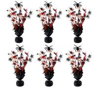 FUBININA 6 Pack Spider Gleam 'N Spray Party Centerpieces Halloween Table Decoration Metallic Foil Spray Glitter Centerpiece Burst Table Centerpieces Decor for Birthday Party Supplies, Black Orange Red