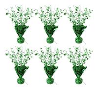FUBININA 6 Pack St. Patrick's Day Metallic Foil Spray Centerpiece Star Table Decoration Burst Table Centerpieces for Jungle Animal Birthday Holiday Graduation Christmas Hawaiian Party Decor, Green