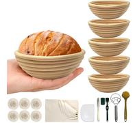 Fubiu Natural Unbleached Banneton, Sourdough Bread Proofing Basket Kit, 6x 6 Inch Round Mini Basket with BreadMaking Baking Supplies Tools, Banneton Basket Gift Set - Primary Color