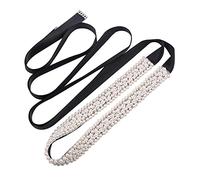Fubney Pearl Bridal Belt Handmade Wedding Sash Belts Bride Belt And Sash For Wedding Decoration, Black, 加大码