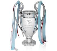 Fubosi Champions Trophy, Soccer Sports League Cup, Championship Trophy Resin Replica, Electroplating Process, Silver with Colorful Ribbons for Office Decoration Birthday Gifts, 12.6 Inch
