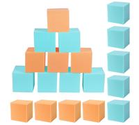 FUBOTRAD Foam Pit Blocks Foam Padding Blocks Foam Pit Cubes Sponge Blocks for Amusement Park Gymnastics Freerunning and Parkour Courses - 24PCS 5" x 5" x 5" (Tangerine & Light Blue)
