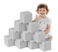 FUBOTRAD Foam Pit Blocks Foam Padding Sponge Pit Cubes Sponge Blocks for Amusement Park Gymnastics Freerunning and Parkour Courses - 24PCS 5" x 5" x 5" (Light Gray)