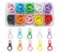 Fubuuf 30 Pack Lobster Clasps Swivel Snap Hooks Metal Spring Keychain Clips | 10 Vibrant Colours Carabiner Clip in a Storage Box, Double Opening Design Snap Buckle for Keyrings, Bags, Backpack, DIY Craft