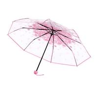 Fuc Clear Dome Folding Umbrella for Kids - Boys and Girls Travel Telescopic Stick, Windproof, Strong Transparent, Lightweight (Pink, One Size)